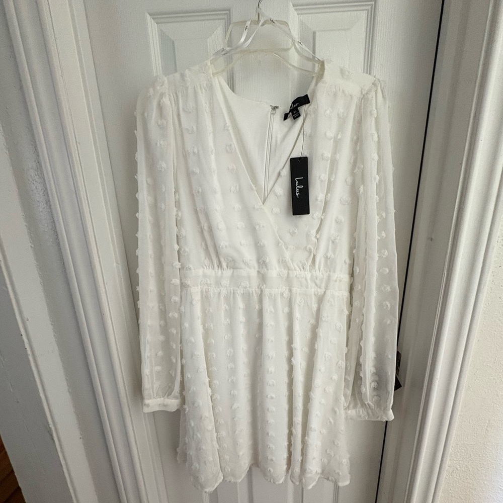 Lulu's Ivory Textured Long Sleeve Dress